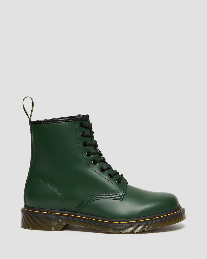 Green Men's Dr Martens 1460 Smooth Leather Lace Up Boots | CA 533MQZ